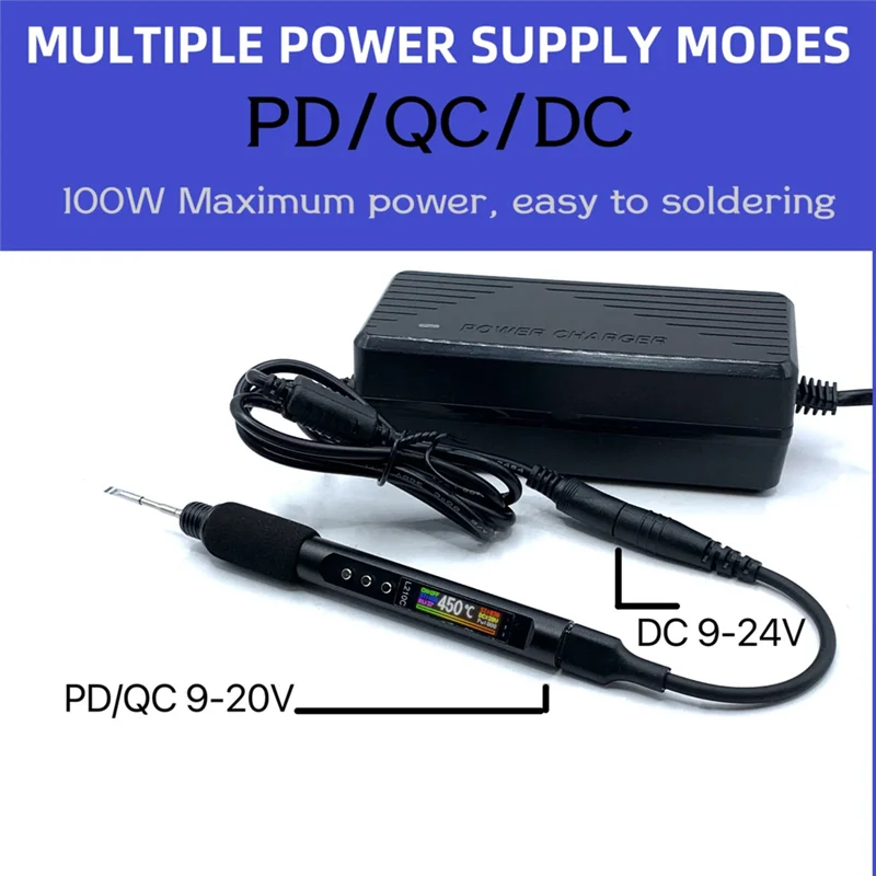 N08R L210C PD 100W Portable Electric Soldering Iron 50-500°C Adjustable Temperature 0.99-Inch Color Screen Soldering Station