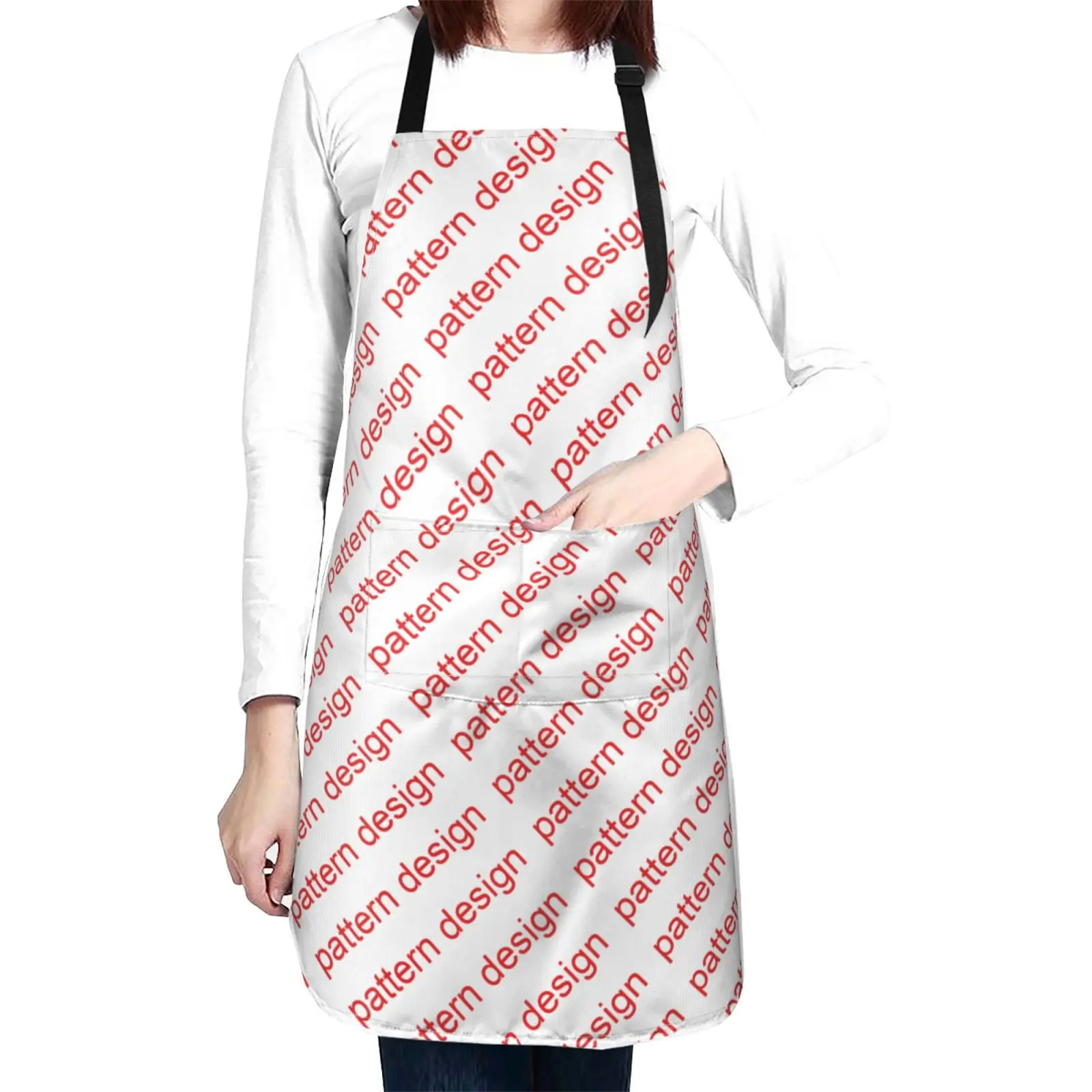 Dropshipping 5Pcs Custom Print Waterproof Apron Oxford Cloth Oilproof Wipeable Chef Bib With Pockets Bulk Barista Work Uniform