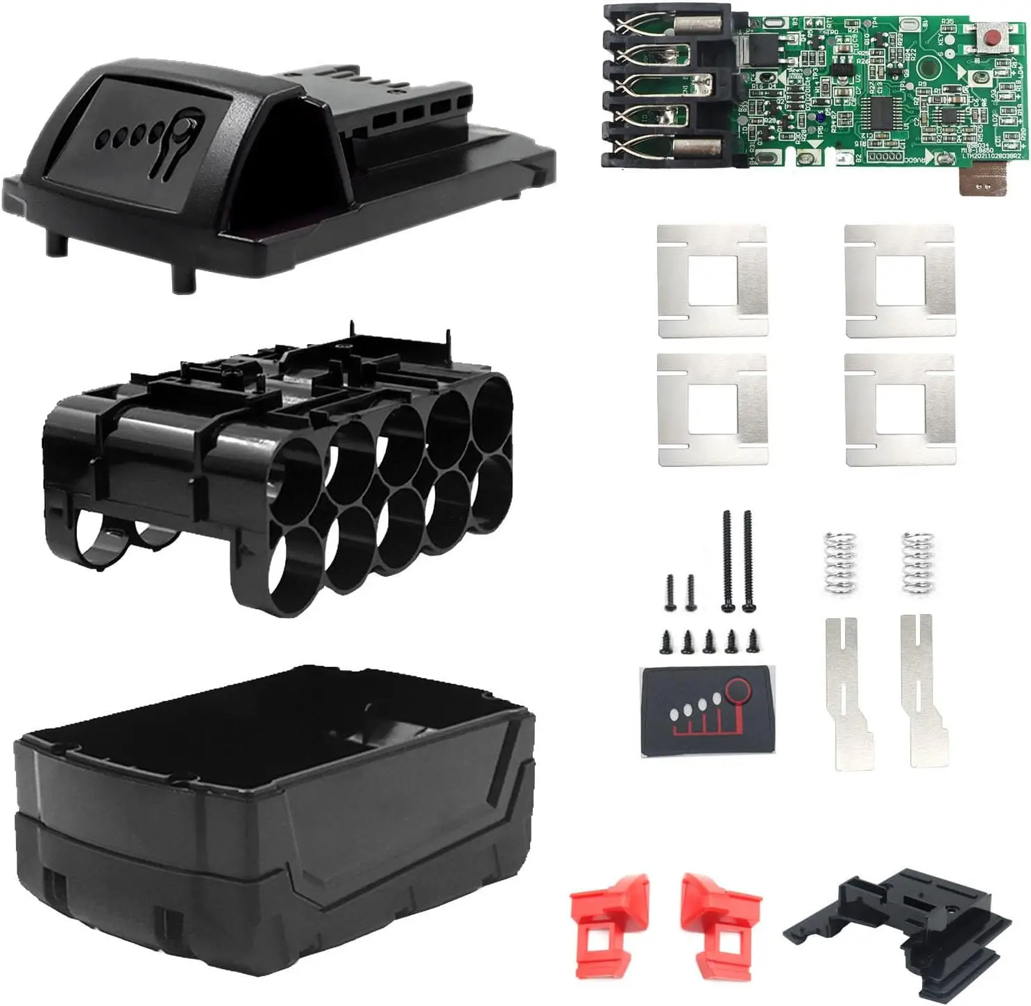 Imagem -06 - Estojo para Milwaukee M18 Faça Você Mesmo Caixa Shell com Placa Pcb Proteção de Carregamento Led Digital 18v 18650