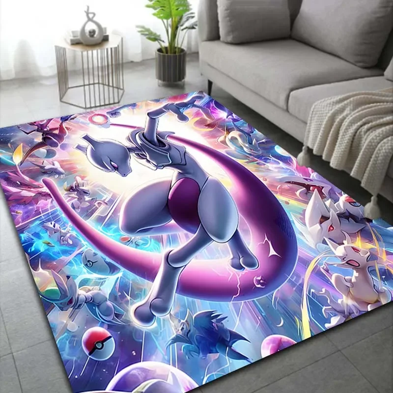 

15 Sizes Japanese Pokemon Mewtwo Cool Cartoon Large Area Rug Carpet for Living Room Children Bedroom Sofa Doormat Floor Mat Gift