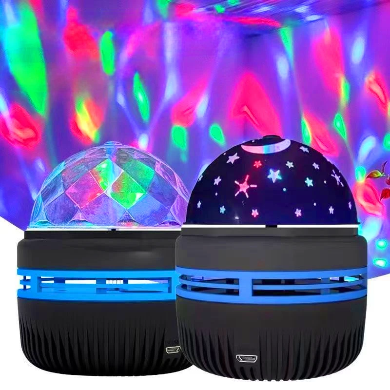 Bedroom Aurora night light crystal star decorative lamp plug-in self-walking magic ball atmosphere lamp remote control water rip