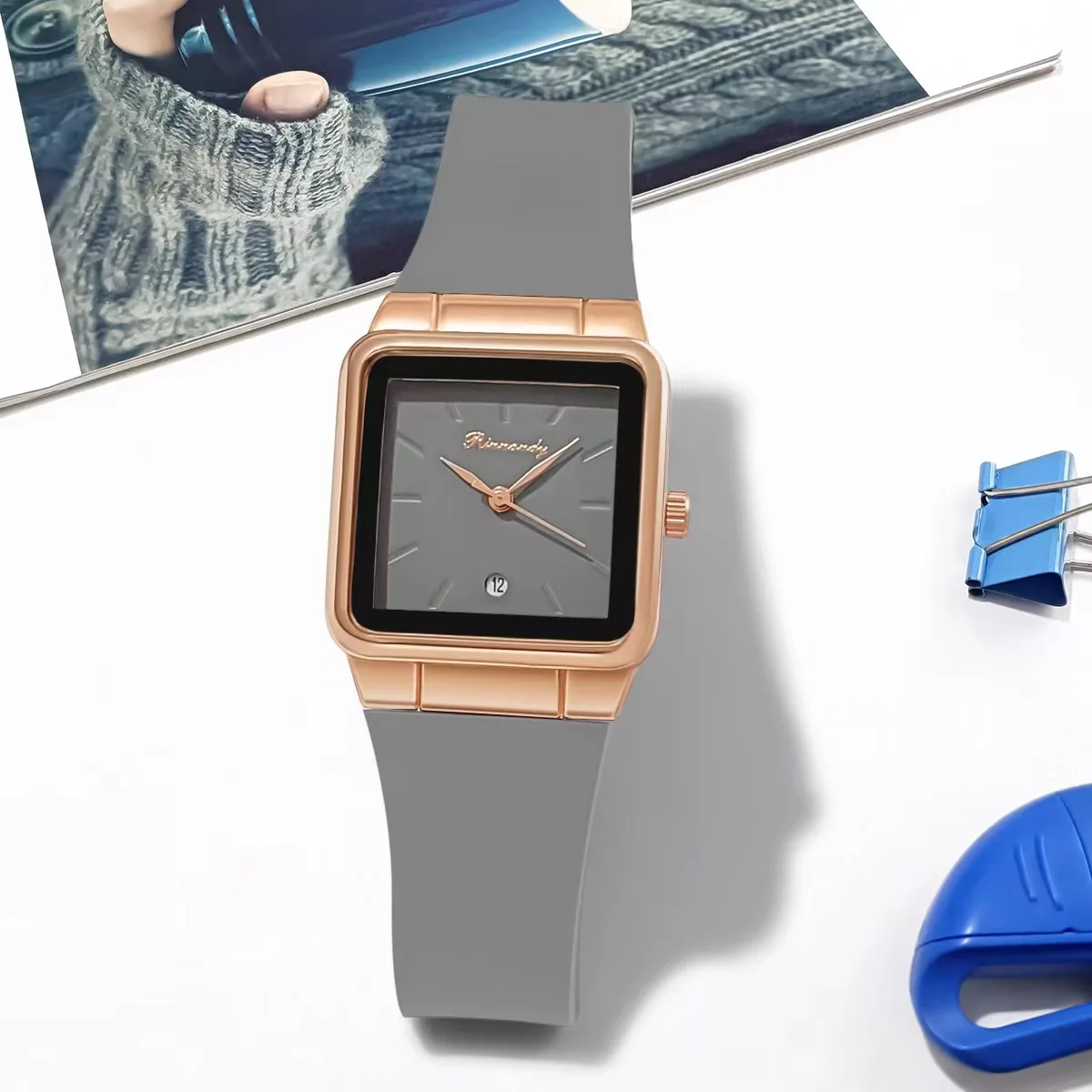 

New Fashion Luxury Woman Square Elegant Watch Students Silicone Date Quartz Watches For Gifts Reloj Mujer Ladies Wristwatches