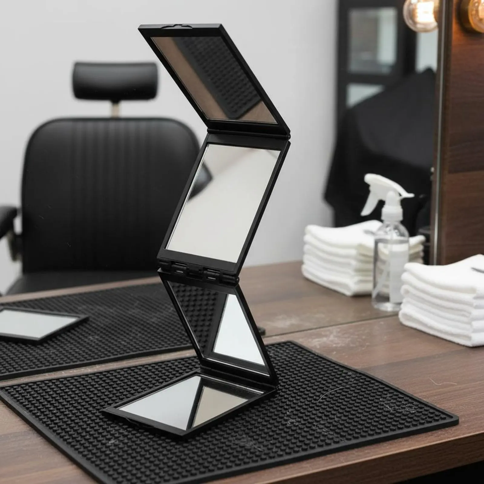4 Panel Mirror Portable Tri-Fold Mirror Personal Care Item Foldable Compact for Haircut