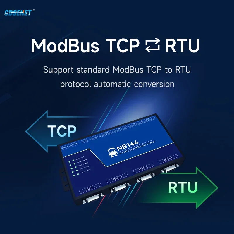 Imagem -03 - Canal Rs485 Rs232 Rs422 para Ethnernet Servidor Serial Cdsenet Nb144e Tcp Udp Mqtt Http Modbus Gateway Tcp-rtu Poe 4