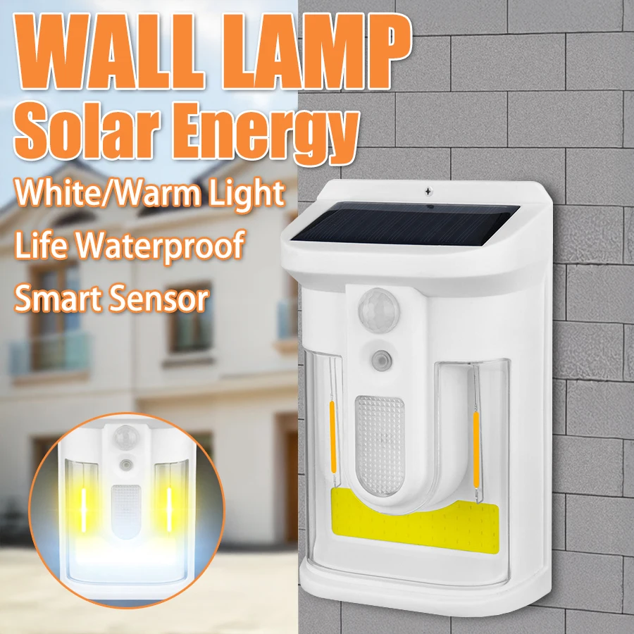 Outdoor Solar Wall Lamp PIR Sensor Tungsten Filament Lamp and Outdoor Waterproof Torch Use An External 18650 Battery Night Light