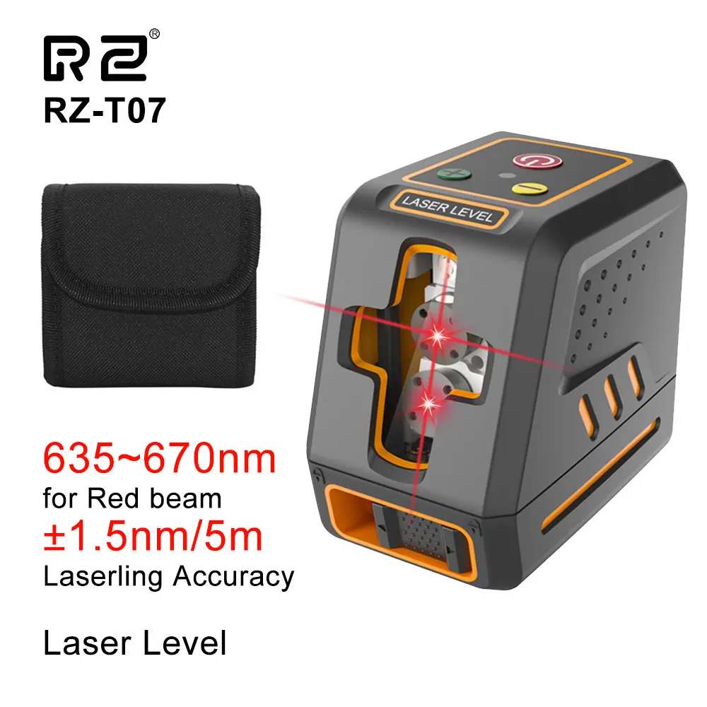 RZ 2 Lines Laser Level Red And Green Beam Self-Leveling Horizontal & Vertical Cross Line Laser Leveling Tools Set