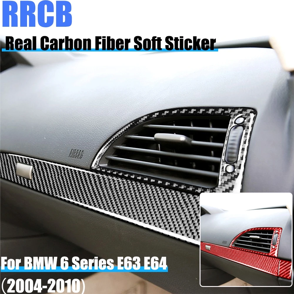 

Carbon Fiber Car Accessories Dashboard Vent Trim Cover Soft Sticker For BMW 6 Series E63 E64 2004 2005 2006 2007 2008 2009 2010