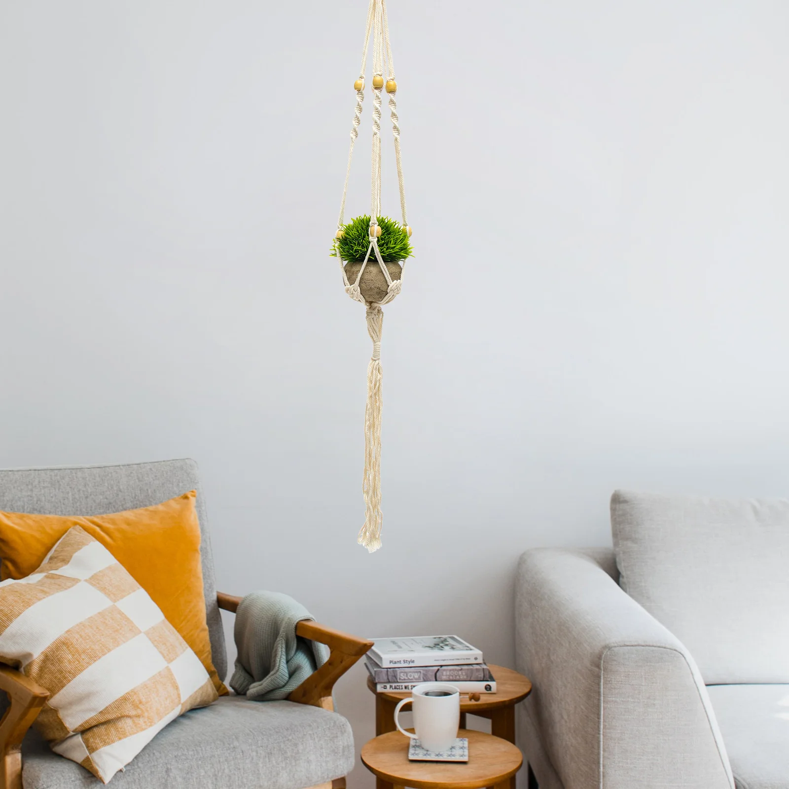 

4Pcs Macrame Plant Hanger Cotton Rope Decorative Indoor Hanging Planter Basket Wall Mount Pot Holder Garden Home Decor