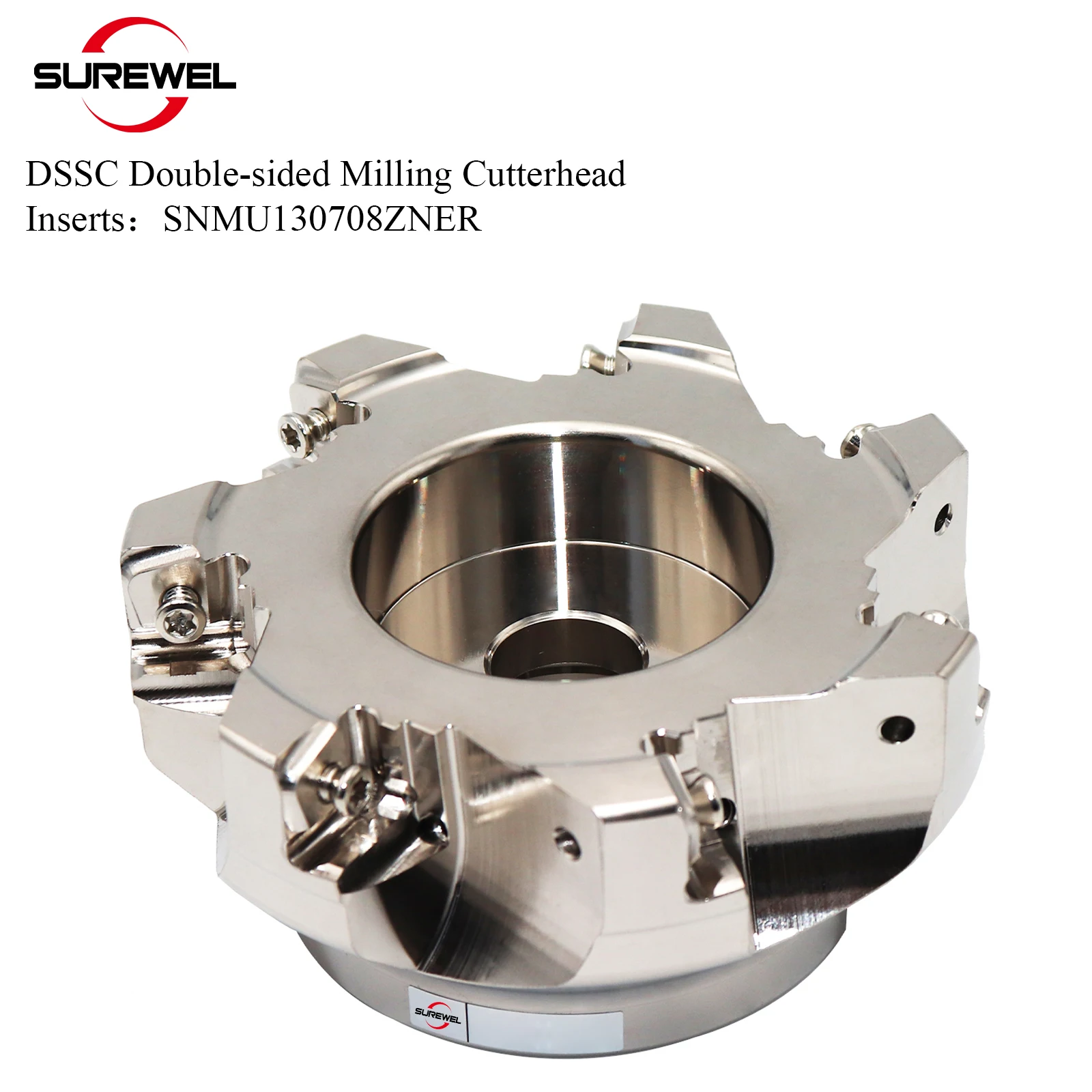 

SUREWEL DSSC Двусторонняя фрезерная головка с ЧПУ Шестигранная фреза для тяжелых режущих пластин с ЧПУ для SNMU130708ZNER пластин