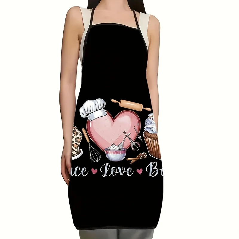 Sweet Heart Bakery Tools Cupcake All Over Print Waterproof Cooking Apron For Home Chef Backyard BBQ Dessert Craft Practical Gift