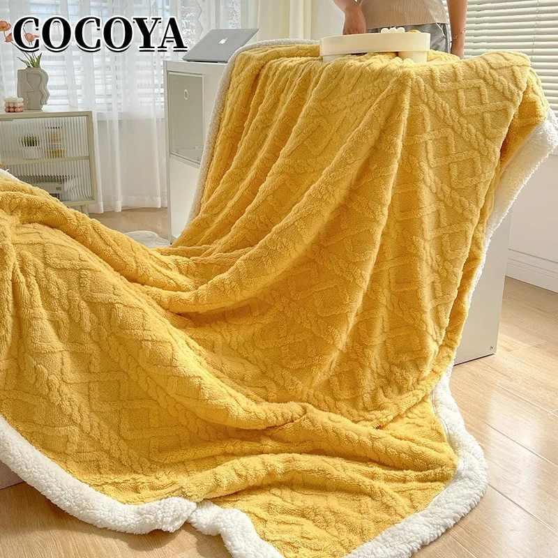 Stripe Print Coral Fleece Throw Blanket Autumn Winter Sofa Faux Lamb Wool Blankets for Beds Office Nap Plaid Sofa Cover Blanket