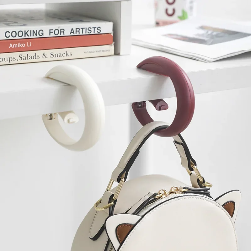 Desk Purse Hook Hook Student Hanging School Bag Hook Punch-Free Desk Desk Side Portable  hooks for hanging