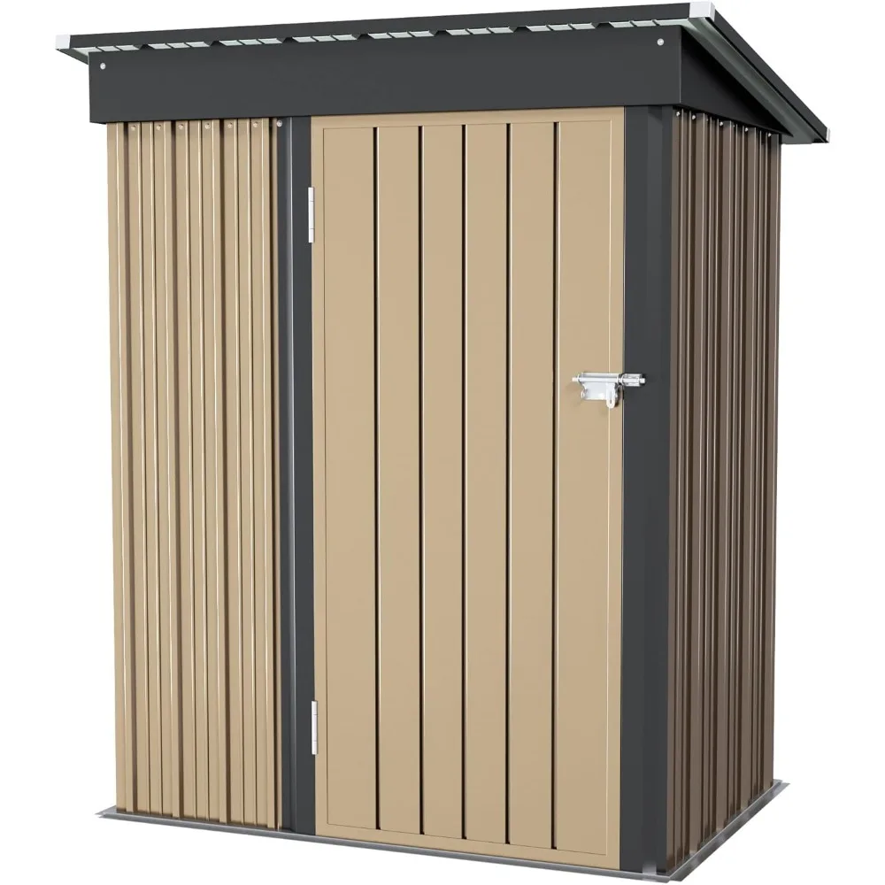 

Outdoor Storage Shed,Metal Garden Sheds Outdoor Storage House with Single Lockable Door for Backyard Patio Lawn(Brown, 5 x 3 FT)