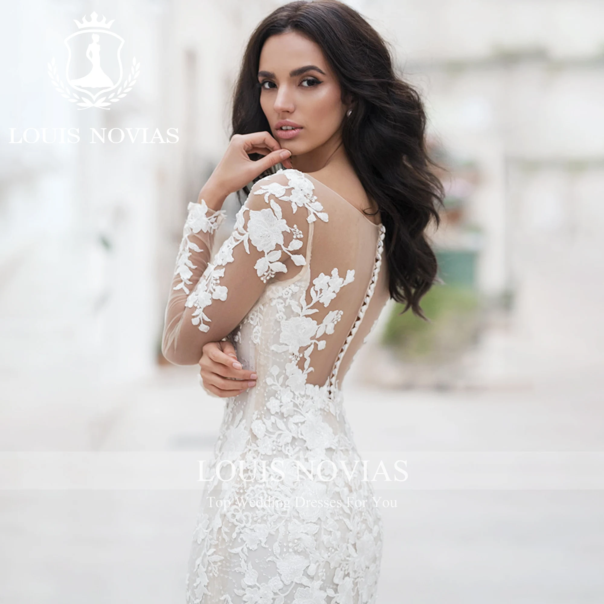 

LOUIS NOVIAS New Arrival Wedding Dress Sexy Sweetheart Semi-Transparent Appliques Trumpet Wedding Gown Vestidos De Novia