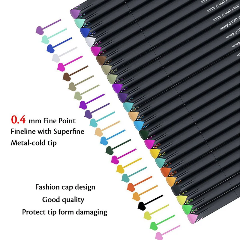 24Colors/Set 0.4mm Micron Liner Fineliner Pens for Metallic Marker Draw Pen Color Architecture Sketch Marker Art Set Stationery