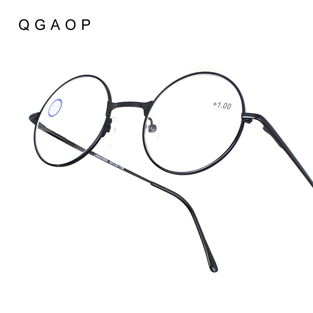 

Eye Protection Blue Light Blocking Reading Glasses Metal Frame Round Presbyopic Glasses Daily Use Unisex