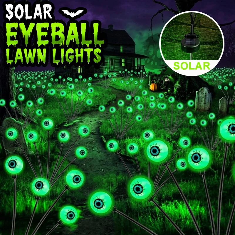 Solar Halloween Eyeball Stake Lights Outdoor Waterproof Ghost Eye Swaying Ground Lamp Garden Yard Pathway Horror Decor