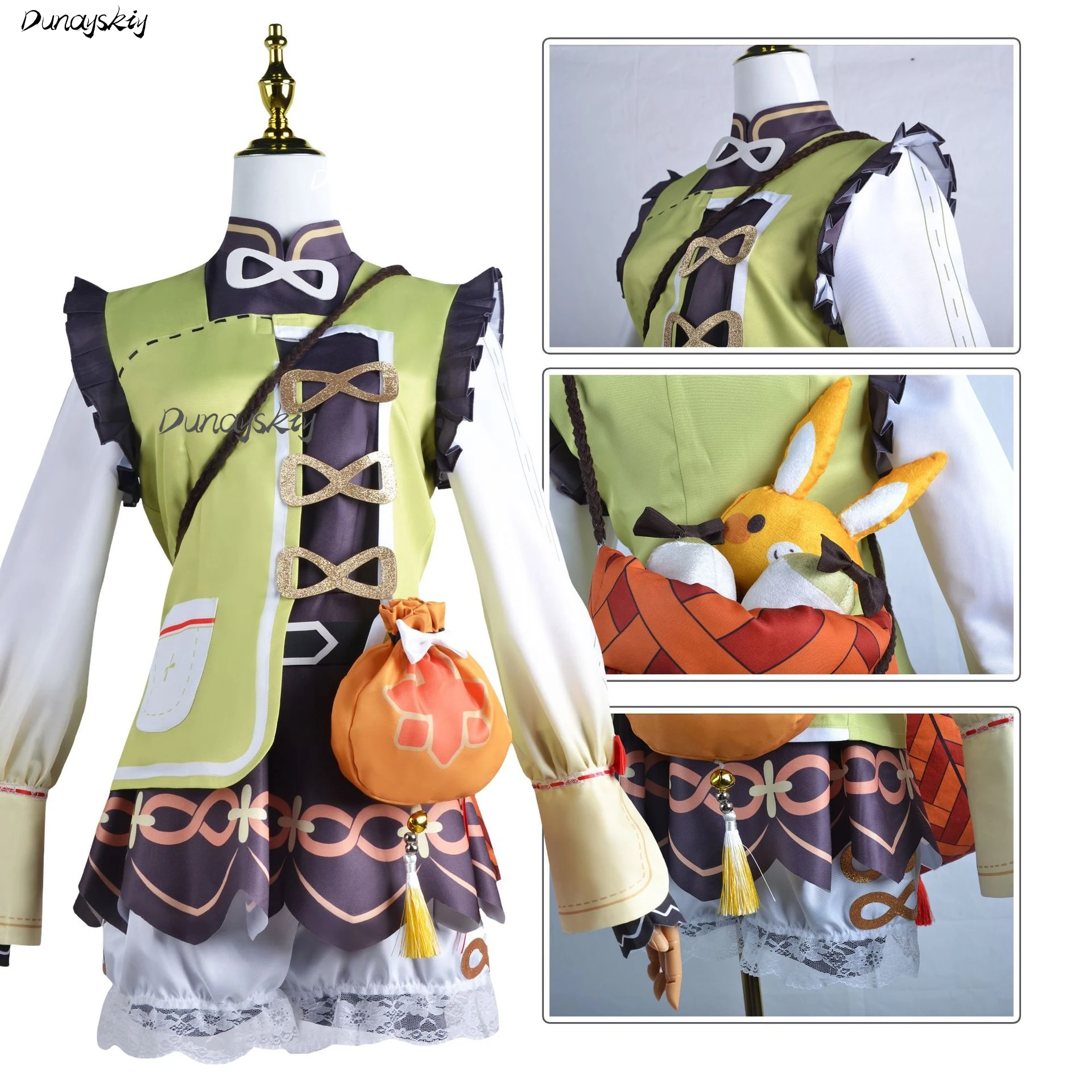 Charming Yaoyao Cosplay Set: Bring Your Favorite Genshin Impact Character to Life with Wig, Doll, Bag  Natlan Vision Costumized