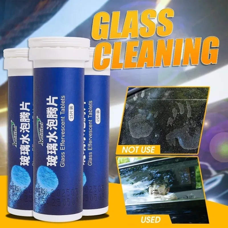 Concentrated Effervescent Tablet Car Windshield Solid Cleaner Clean Glass Water Dissolve in Water Powerful Stain Remove 15/30Pcs - Image 3