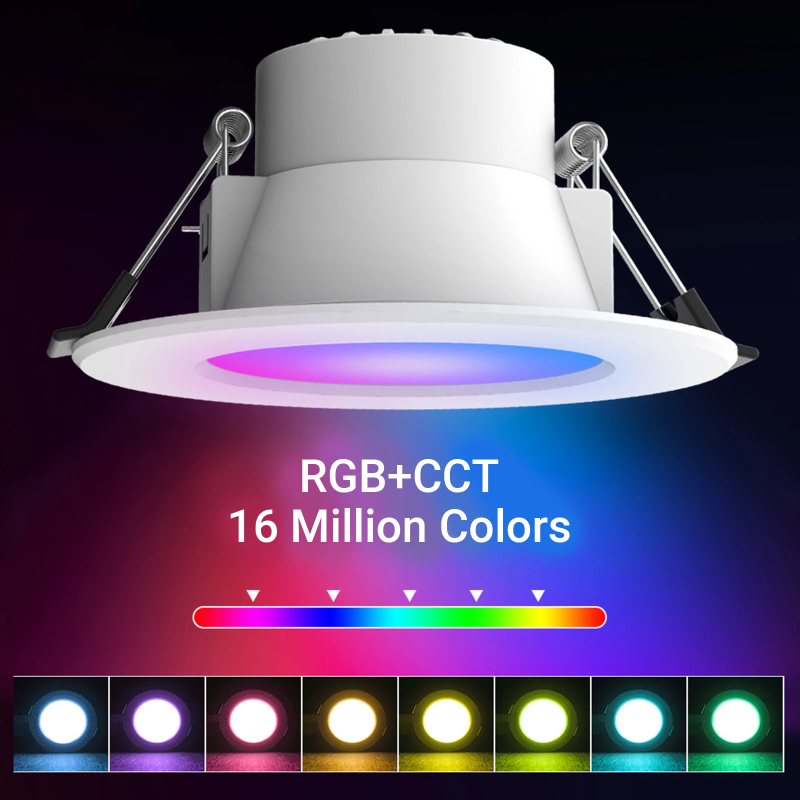 Luz empotrable LED inteligente con WiFi y Bluetooth RGB + CCT que cambia de color: compatible con Alexa y Google Home, luz de sincronización de música regulable