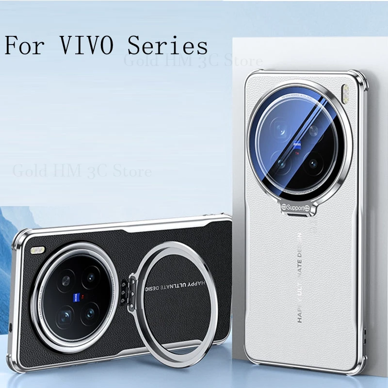 

X200 Pro Flip Lens Kickstand Leather Case For Vivo X200 Pro mini Corners Shockproof Book Stand Cover For VIVO X100 Ultra x200Pro