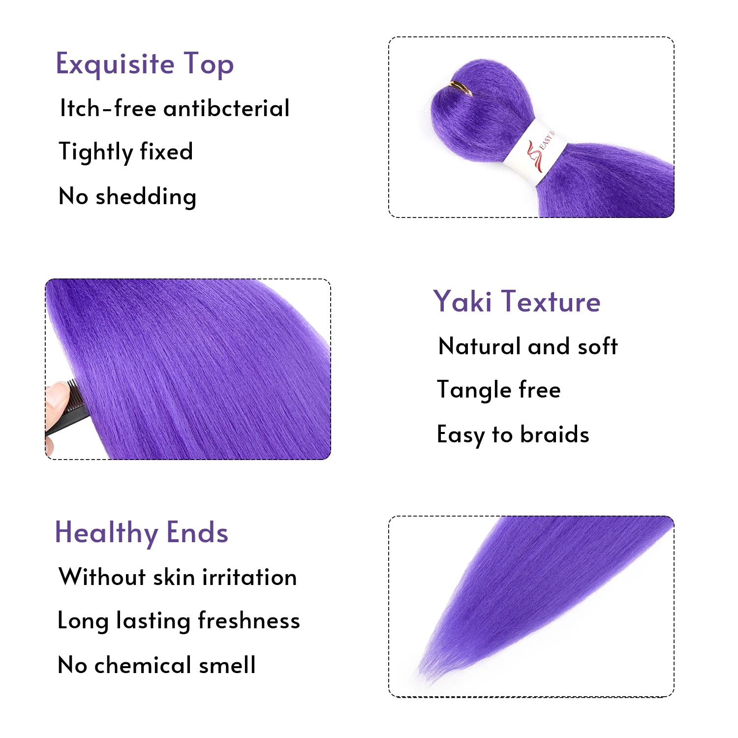 وصلات شعر أرجوانية 26 بوصة طويلة أرجوانية تجديل الشعر قبل امتدت جدائل شعر صناعية ملحقات للنساء الفتيات Kpop