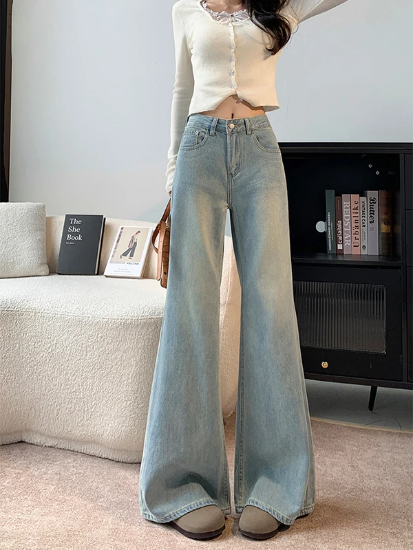 

Американские винтажные джинсы-клеш с низкой посадкой, женские, осень 2025, новые, свободные, широкие, в пол