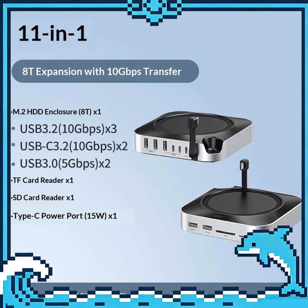 UGREEN 11 IN 1  Expansion Dock USB Typec HDMI Suitable For Macmini M4Pro Expand 8TB Memory 10Gbps Transmission Solid-state drive