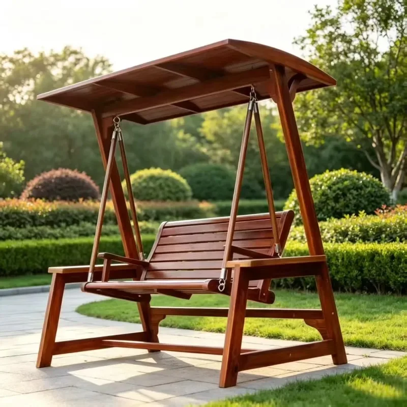 Garden Rocking Chair Outdoor Double Solid Wood Hanging