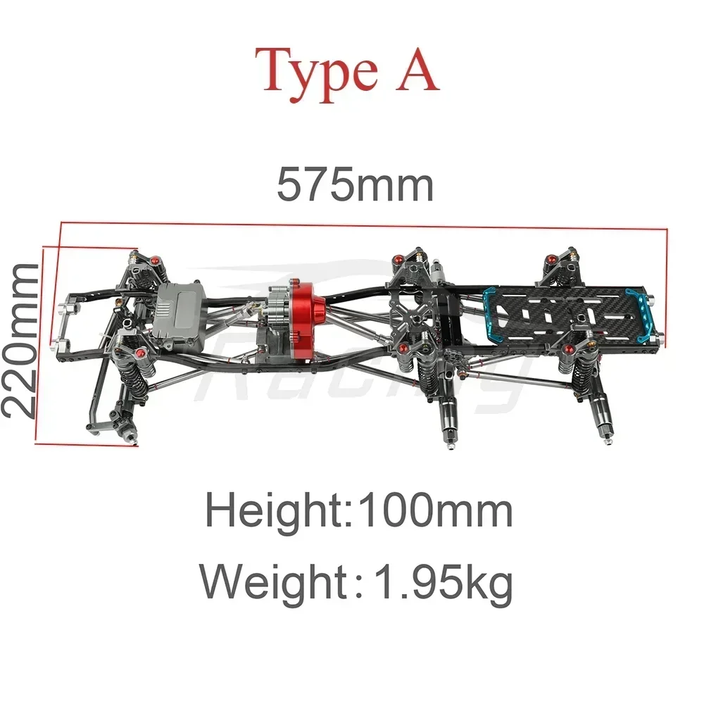 Metal Alloy Upgraded 6x6 RC Car Chassis Empty Frame with 3 Axles Gearbox Links DIY for Axial SCX10 1/10 RC Crawler Car Parts