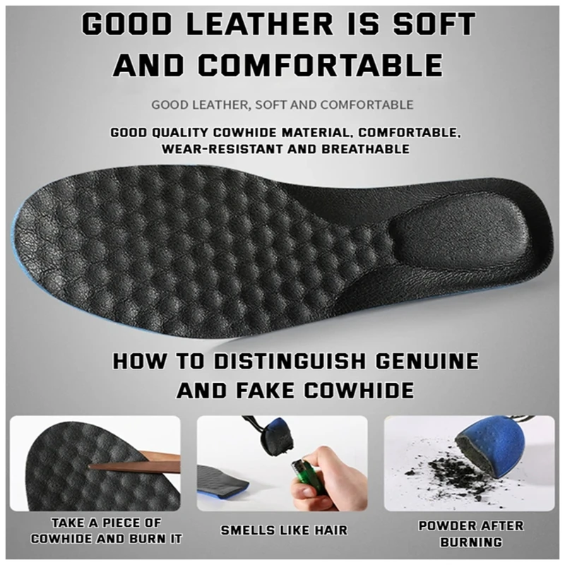 Leather Shoe Insoles For Flat Footed Orthopedic Insole Arch Support Plantar Fasciitis Feet Pad Shock-absorbing Cushion Protector