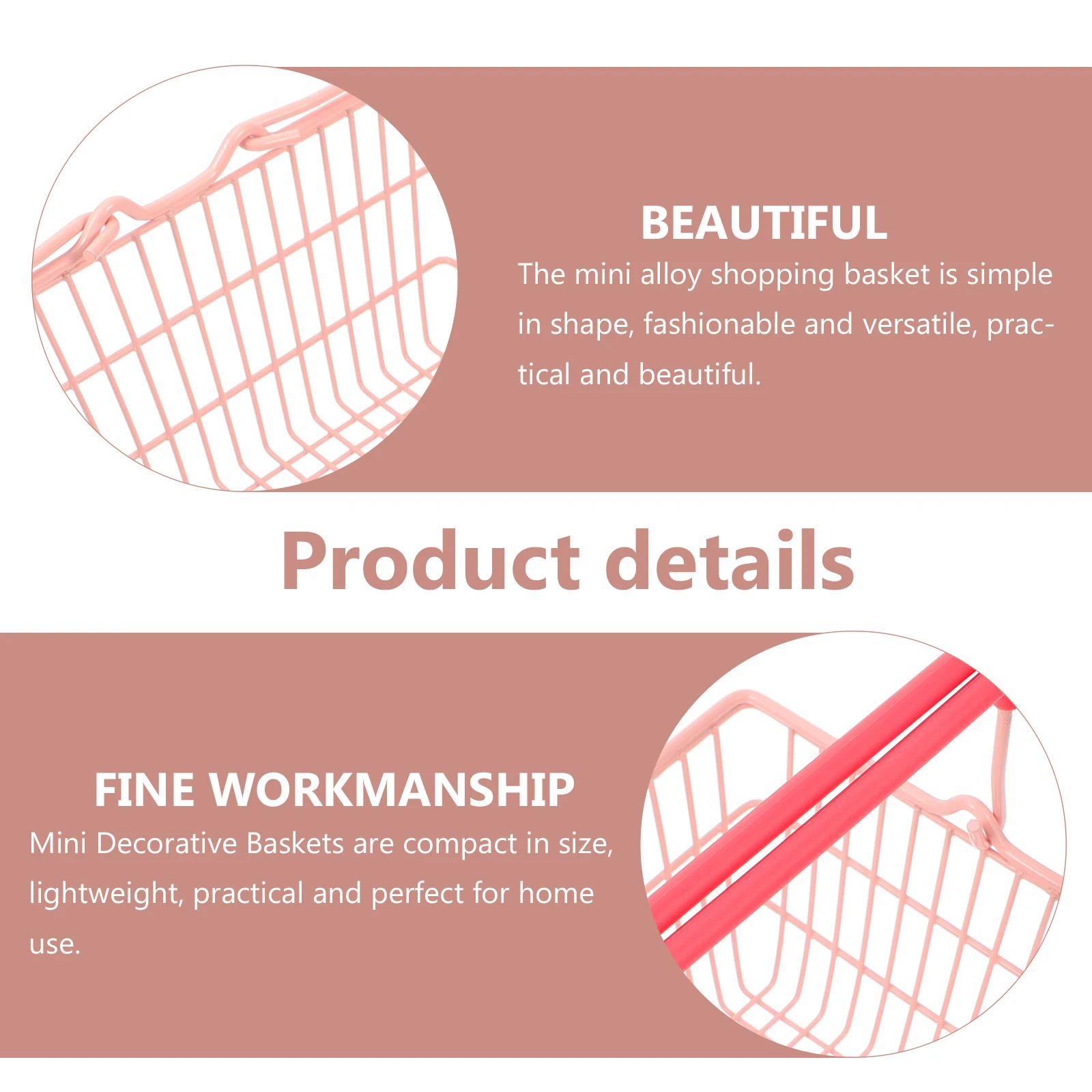 

Mini Alloy Shopping Storage Basket Home Decor Table Organizing Grocery Sundry Organizer Farmhouse Metal Handheld Basket