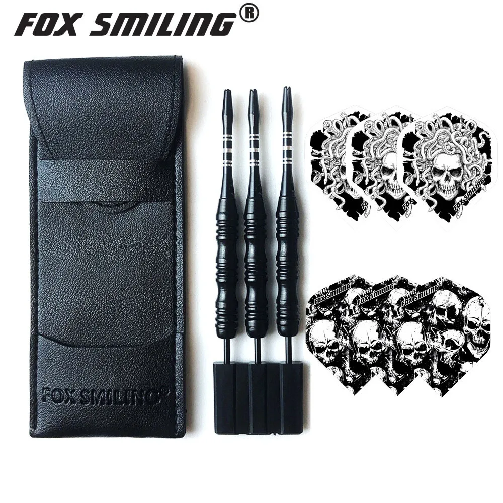 Fox Smiling 3pcs Steel Tip Darts 22g With Aluminum Shafts And Leather Bag