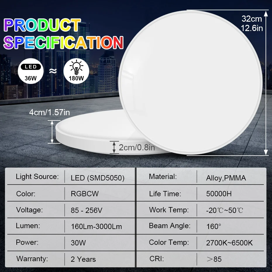 RGB LED مصباح السقف تويا واي فاي أضواء الثريا الذكية 30 واط 220 فولت عكس الضوء التحكم الصوتي العمل مع اليكسا للديكور المنزل