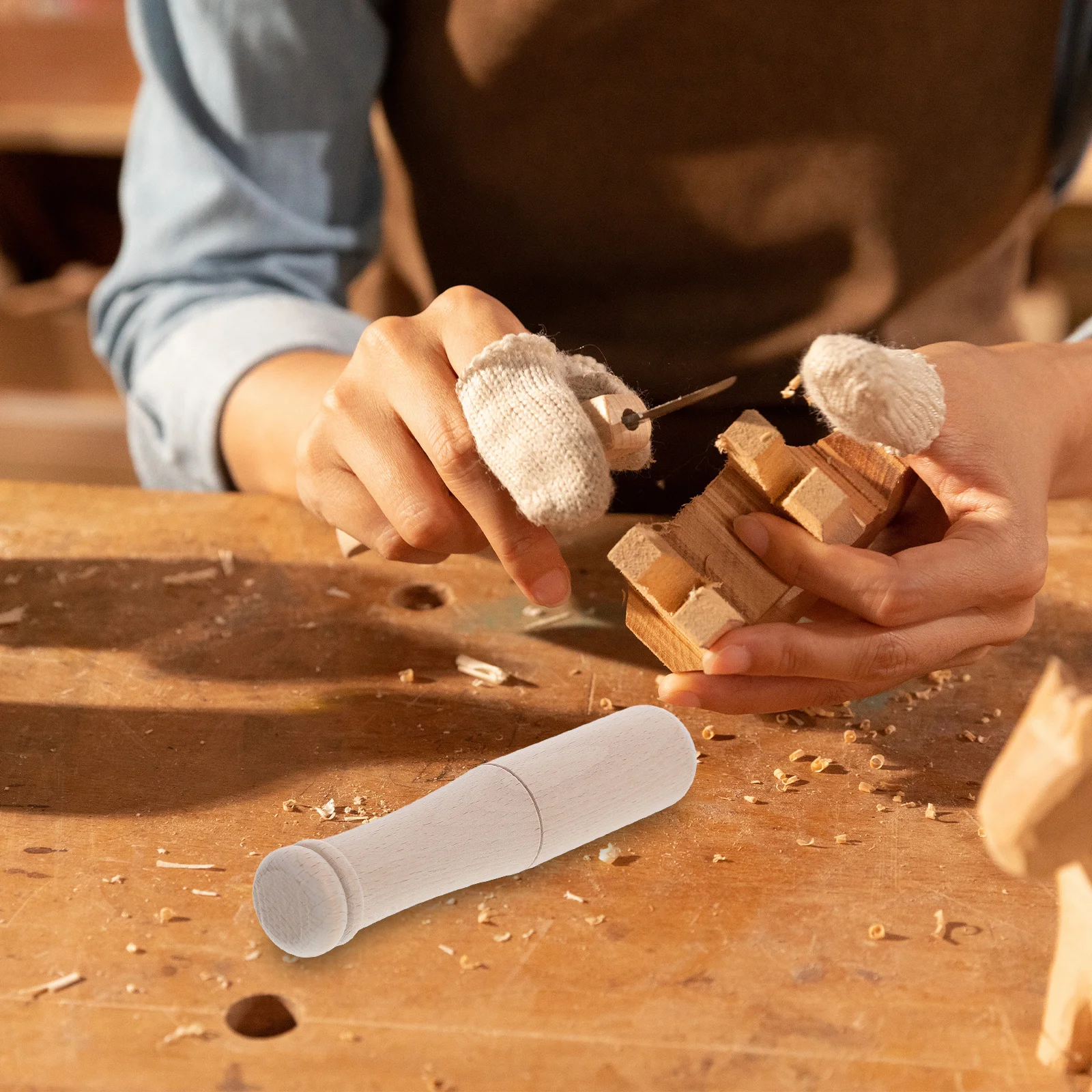 مطرقة خشب الزان الخشبية، مطرقة صغيرة مستديرة لأعمال النجارة، مطرقة حرفية من الخشب الصلب المتين لنحت مطارق خشبية #1