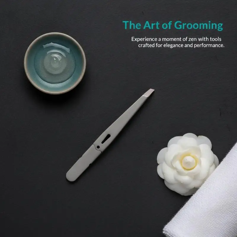 1Pcs Professional Angled Eyebrow Tweezers Stainless Steel Hair Plucking Tool for Salon Daily Grooming