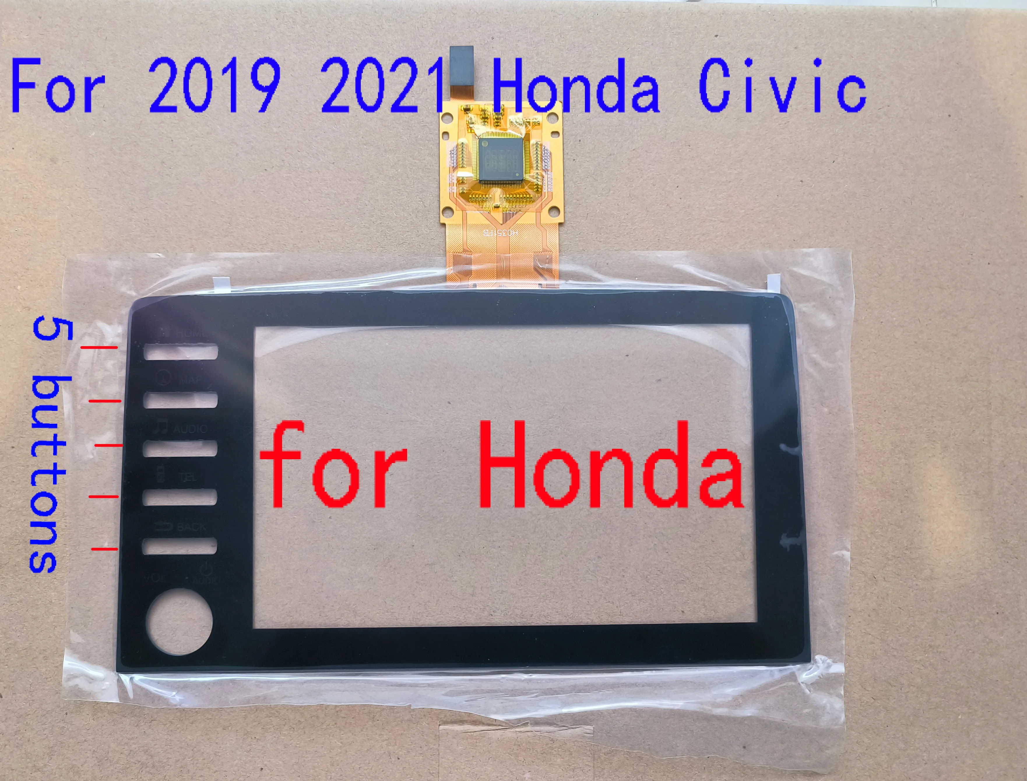 7 Inch Touch Screen DIgitizer Panel For 2019 2021 Honda Civic Radio Replace parts