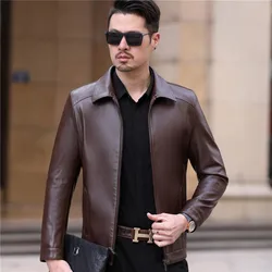 High-end men's genuine leather jacket lapel leather casual men's spring and autumn 100% sheepskin thin coat