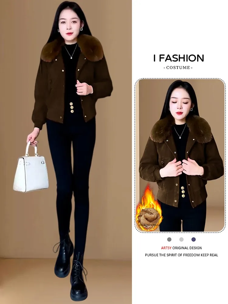 

Women's Thiened Cotton Jaet Winter Warm Casual Sle Faionable Slimming Outerwear Commute Korean Loose Fit Long Sve