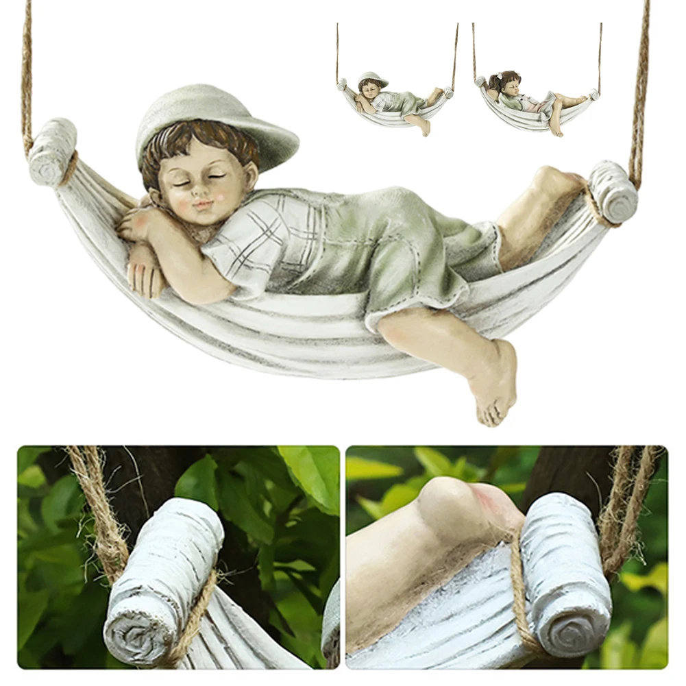Creative Outdoor Statue Resin Miniature Figurine Lying Boy Casual Girl Resin Sculpture Figurine Lawn Courtyard Garden Decoration