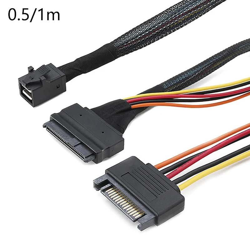 

Built-in 12G Mini SAS HD To U.2 36P SFF-8643 To SAS U.2 SFF-8639 Cable 0.5M/1M With 15Pin SATA Power Supply,Suitable For U.2 SSD