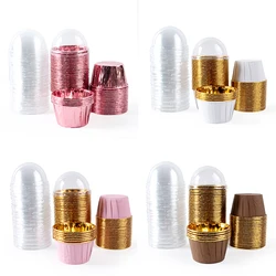25PCS Cupcake Muffin Cups With Lids Disposable Paper Cupcake Holder Cups Cupcake Liners Heat Resistant Baking Muffin Molds