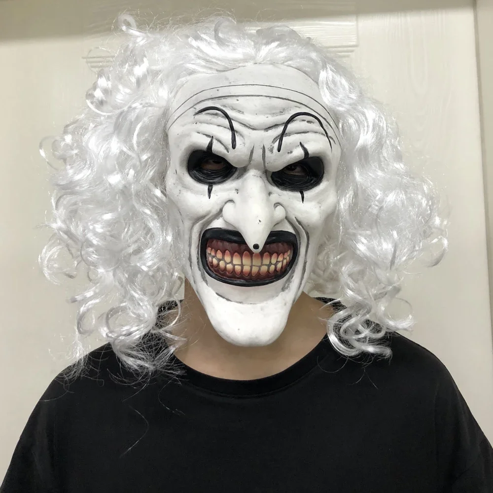

Terrifier 3 Art The Clown Mask Cosplay Horror Joker Killer Skull Latex Helmet Halloween Carnival Purim Party Costume Props Gifts