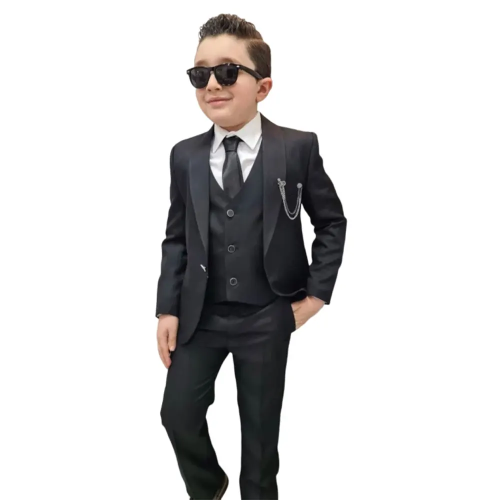 

Children's Fashion Suits for Boy Child Wedding Suit Gentleman Kids Tuxedo 3 Piece Luxury Slim Fit Breast Pocket Performance