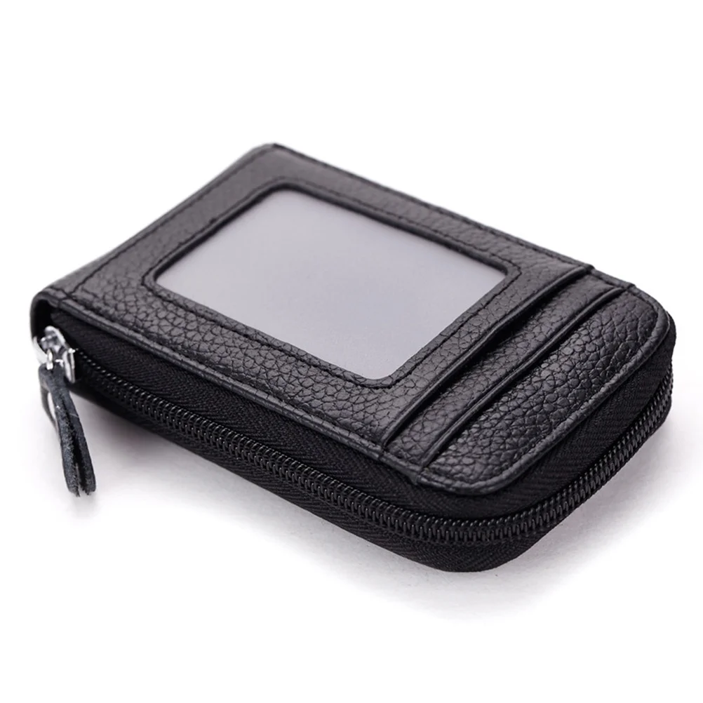 

Premium Credit Holder 9 Pockets Photo Compartment Zip Closure Durable Lightweight Travel Accessory Black