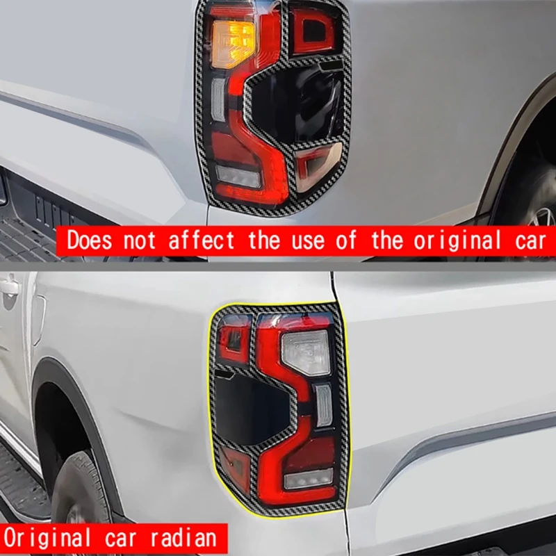 Car Carbon Fiber Stripes Style Rear Fog Light Lamp Frame Trim Stick For Ford Ranger 2023+ Car Replacement Parts