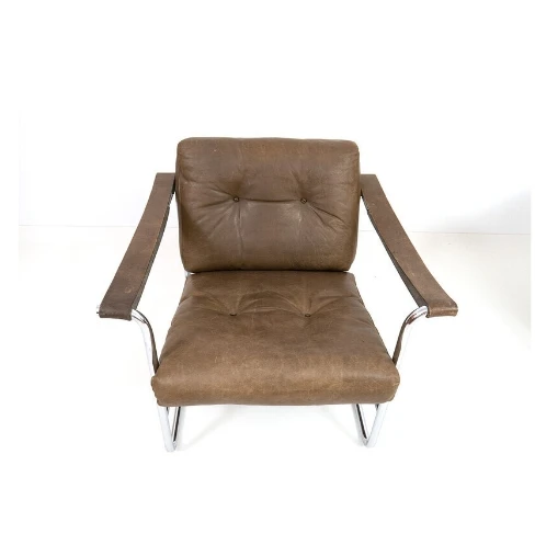 

Nordic Single Leather Chair With Metal Legs Modern Home Office Furniture For Bedroom Living Room Leisure Use