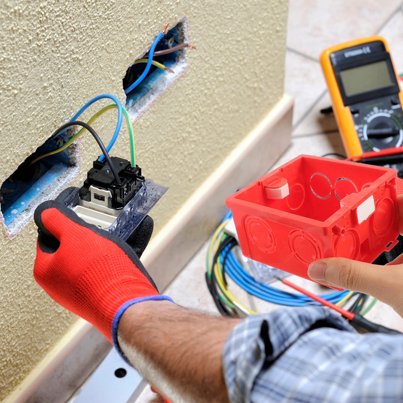 

Настенная распределительная коробка на 10 розеток для скрытого монтажа в стене, простая установка, стандартный интервал 25 см, совместимость с панелями 86 мм