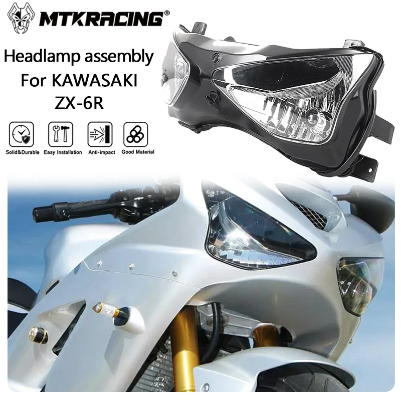 

MTKRACING фара в сборе для KAWASAKI ZX-6R 2003-2004 аксессуары для мотоциклов фара передняя фара в сборе