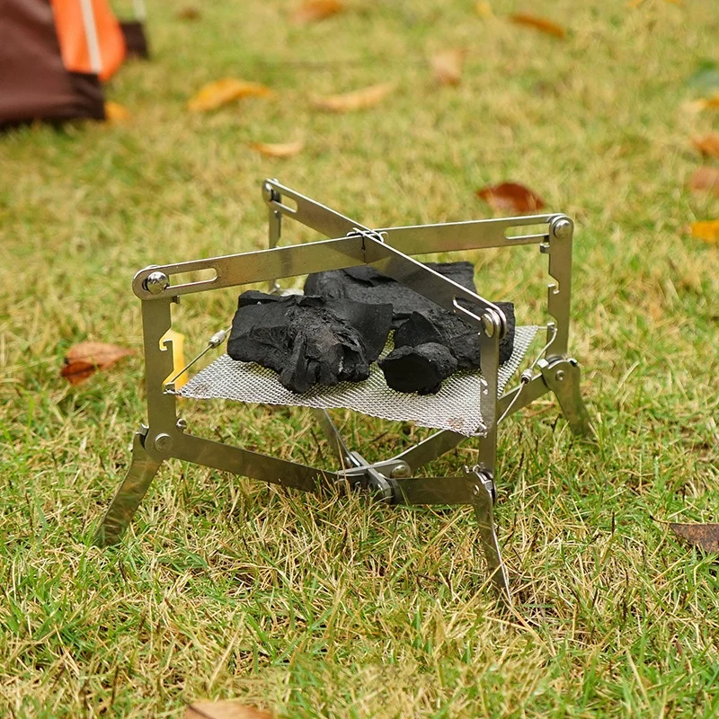 

Outdoor Camping Stainless Steel Mini Campfire Holder Self Driving Backpack Portable Charcoal Firewood Stove Fire Burning Holder